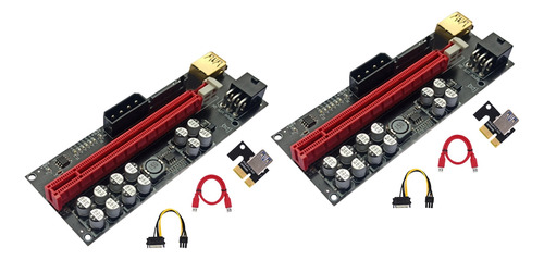 2 Tarjetas Elevadoras Pci-e Ver018 Pcie X1 A X16 Con Aliment