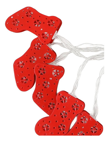 Cadena De Calcetines De Navidad Rojos Adorno 10 Led Para