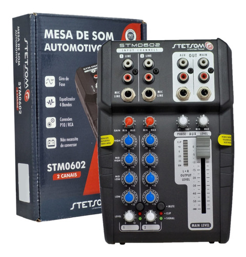 Mesa Som Carro Pc Live Voz Stetsom Stm0602 P10 Equalizador