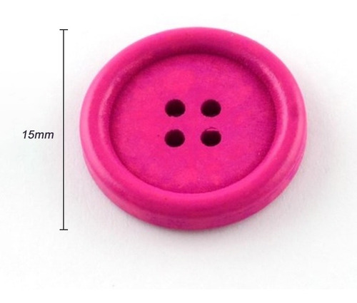Imagen 3 de 4 de Pack 25 Botones De Madera 15mm - Colores Surtidos