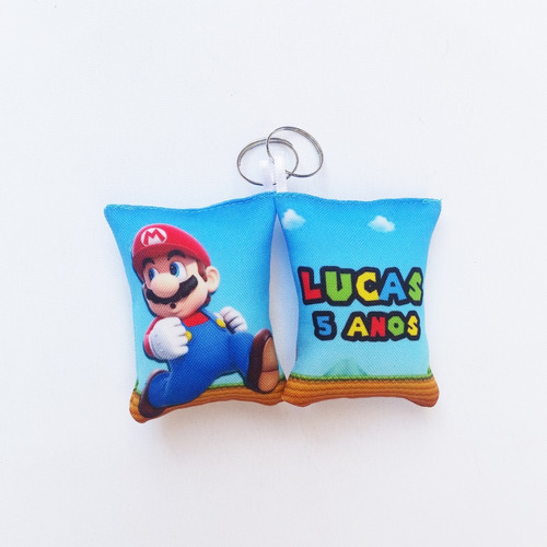 30 Lembrancinhas Personalizadas Mario Bros - Chaveiros 7x5cm