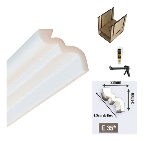 Kit 25 Metros - Moldura Isopor Substitui Gesso Roda Teto E35