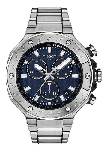 Reloj Tissot T-race Chronograph Para Hombre De Acero Ss Color De La Malla Plateado Color Del Bisel Plateado Color Del Fondo Azul