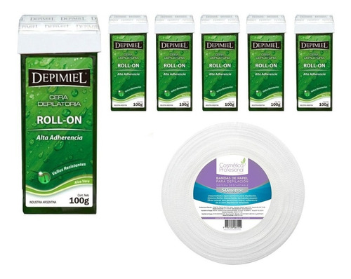 Kit 6 Roll On Aloe Depimiel + Bandas En Rollo X 50 Mts