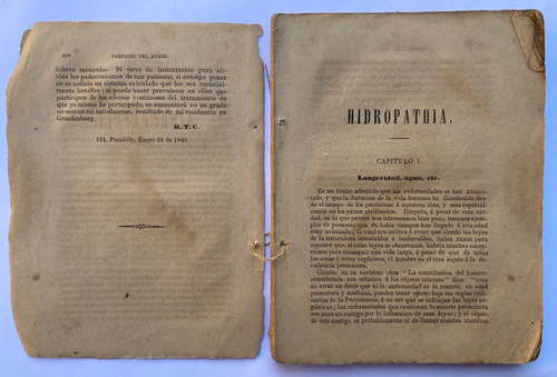 Claridge. Hidropathia O Cura Por Medio Del Agua Fría. 1846