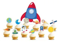Comprar Topper Cupcake Adorno Pinchos Muffins X12 Espacio Astronauta