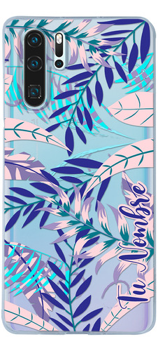 Funda Para Huawei Para Mujer Hojas Flores Con Tu Nombre