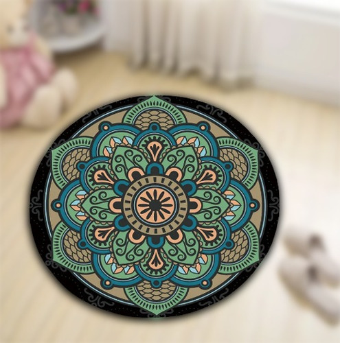 Alfombra Redonda 3d Estilo Vintage Mandala