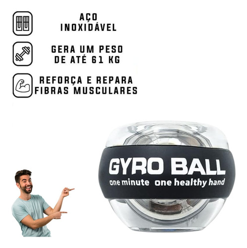 Gyro Ball Powerball Wristball C/ Led Fortalece Musculo Punho
