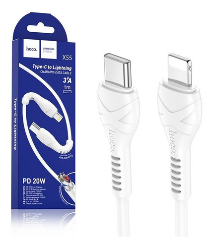 Cable Tipo C A Lightning Fast Charging Premium Hoco X55 Color Blanco