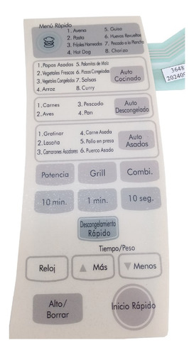 Panel Membrana De Microondas P/ LG Mb-4344b Con Grill