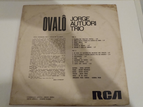Lp Jorge Autuori Trio - Ovalô (original) Original (Usado)