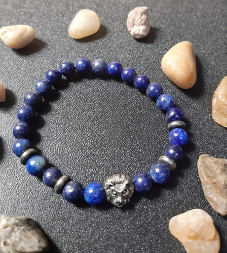 Hombres Azul Natural Rock Piedras Preciosas Perlas Pulsera