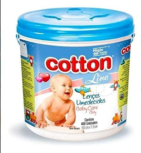 Lenços Umedecidos Baby Care Boy Balde 400un Cotton Line C/4