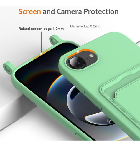  Capa De Silicone Para iPhone 16e Com Alça E Porta-cartão