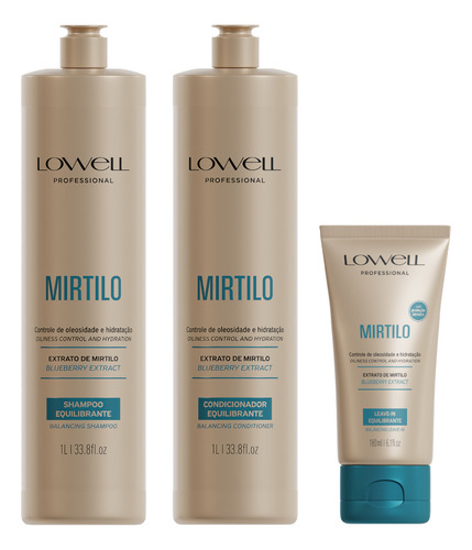 Lowell Kit Shampoo Condicionador 1l + Leave-in 180ml Mirtilo