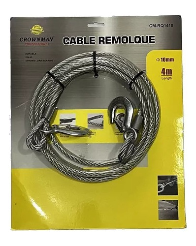 Cable De Remolque Auto Piola Acero 6000kgs 10mm X 4mt