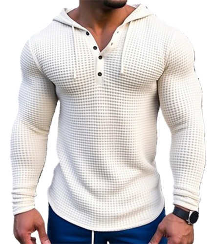 Sudadera Con Capucha Waffle Staple Para Hombre, Manga Larga