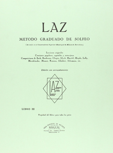 Libro Laz:método De Solfeo 3º Acompañamiento