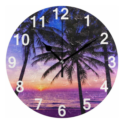 Tropical Palm Tree Sunset Reloj De Pared Analógico De ...