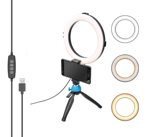 Iluminador Ring Light Profissional 8 Usb 3 Modos De Luz