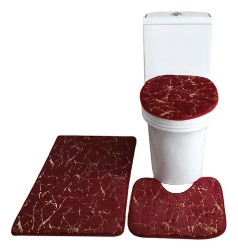 Set De Baño 3 Piezas Con Relieve Unicolor Tf.