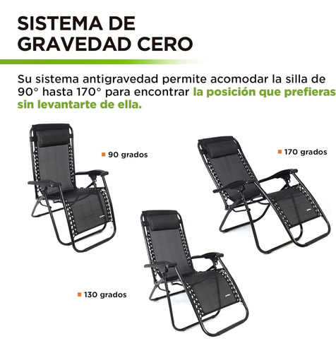 Hikeo Silla Gravedad Cero Portátil Con Bandeja Negro