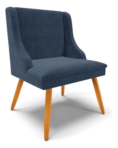 Cadeira Decorativa Liz Suede Azul Marinho