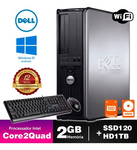 Computador Barato Dell Opt Int C2quad 2gb Ddr3 Ssd120+1tb