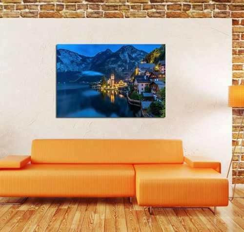 Vinilo Decorativo 40x60cm Ciudad Lago Lake Montaña