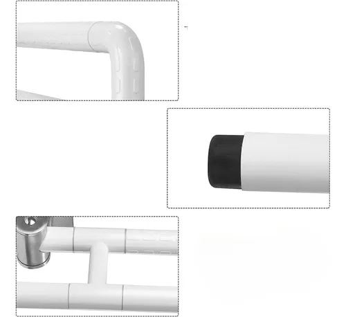Barra Agarradera Rebatible De Apoyo Doble Articulada De Baño Color Blanco