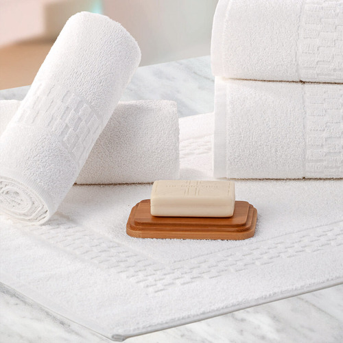 Kit 6 Toalha De Piso Hotel Teka Mônaco Profissional Branca