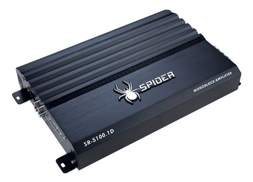 Amplificador Clase D Spider Sr-5100.1d Para Auto Plateado Color Negro