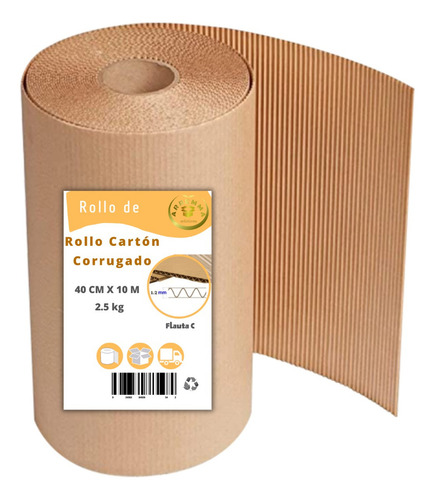 Carton Papel Corrugado Single Face Flauta C 40x10