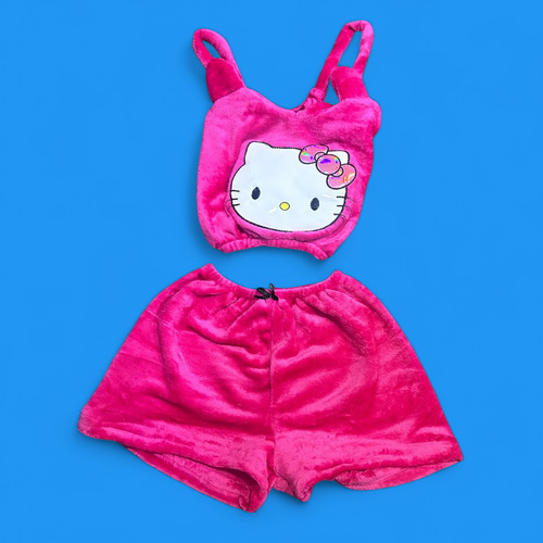 Pijama Polar Hello Kitty Short + Top Dama Juvenil Sexy