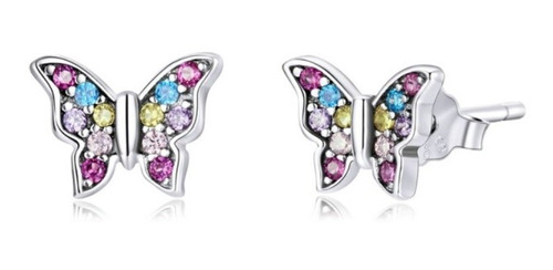 Aretes Topos Para Mujer Mariposa Fabricados En Plata 925