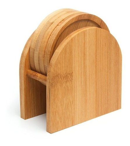 Imagen 2 de 5 de Set De 4 Posavasos De Madera Bamboo | Recoleta
