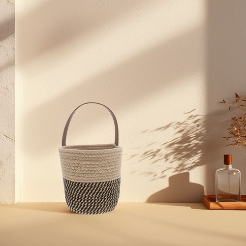 Cesta Colgante De Pared Tejida Con Cuerda De Algodón, Con He