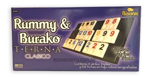 Rummy & Burako Familiar Terna Con Atriles Triples Bisonte