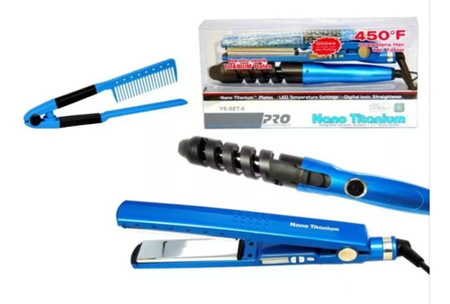 Plancha Alisador Cabello Nano Titanium + Rizador + Peine