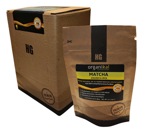 HG Laboratorios Té Matcha Jengibre y Limón en polvo caja 5 unidades 250gr