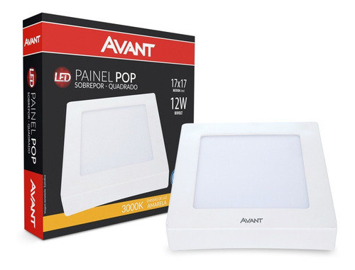 Imagem 1 de 5 de Painel Plafon Led Amarelo 12w Sobrepor Quadrado 17x17cm