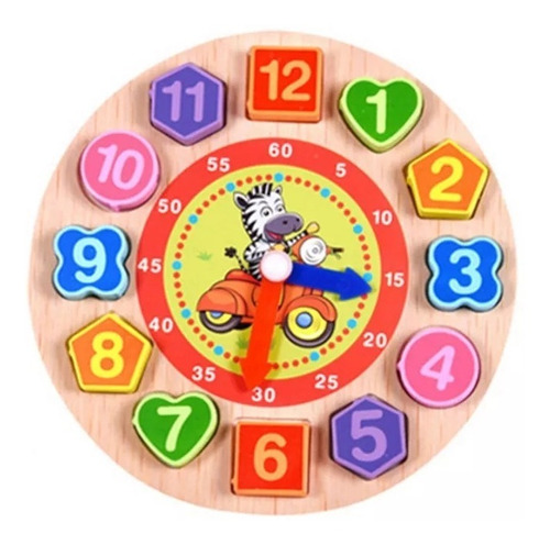 Imagen 1 de 4 de Juguete Montesorri, Reloj Didáctico Juegos Madera Aprender