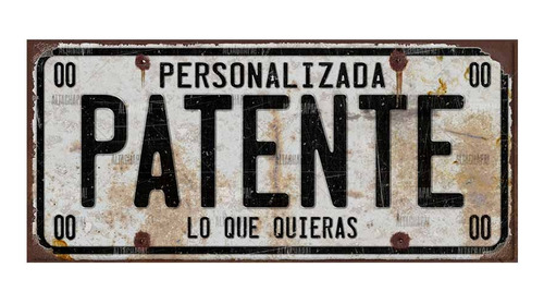 Cartel Chapa Patente Personalizada