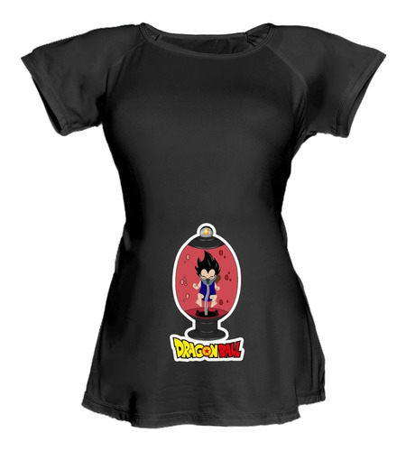 Blusa Para Embarazo Ranglan Negra -dragon Ball Diseño Vegeta