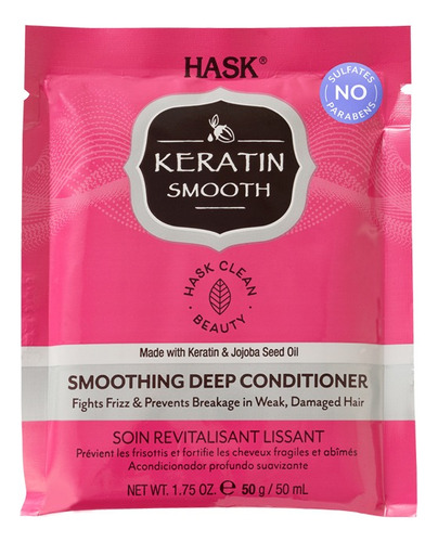 2 Pzs Hask Keratina Acondicionador Suavizado Profundo 50ml