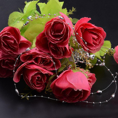 Guirnalda De Cuentas Para Corona De Árbol Corazón De Plata