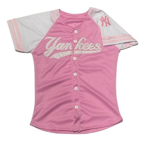 Jersey Beisbol De  Mujer Dama Yankees New York Rosa Bordado