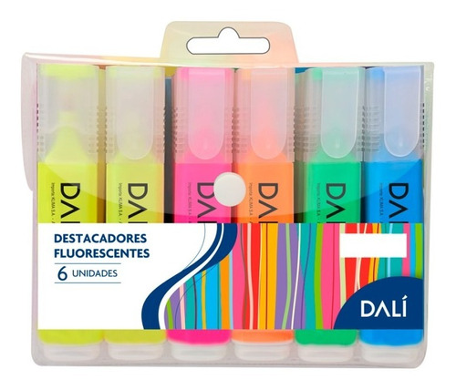 6 Destacadores Fluo  Dali Colores