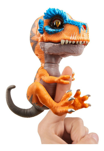 Imagem 3 de 8 de Agarradinho Fingerlings T-rex Zero Laranja | Pet Interativo